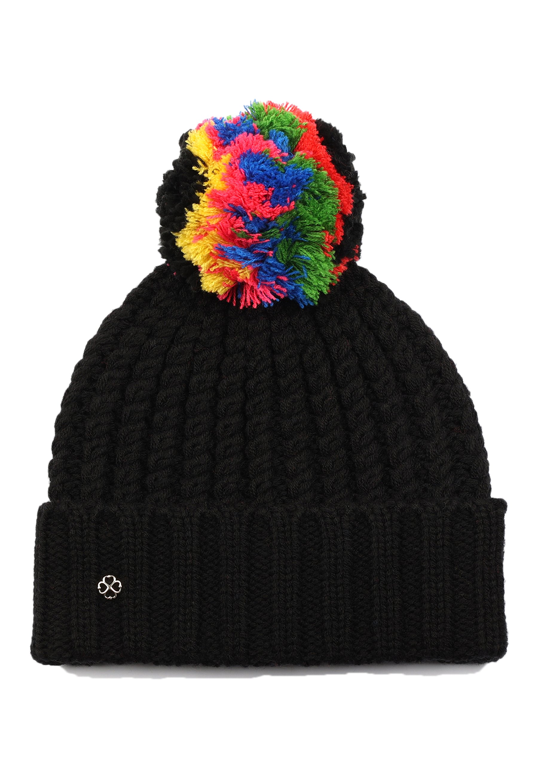 Kate Spade Black Pom Pom Beanie Hat Kate Spade Ooh La La Pom Pom Beanie Hat, Black/Cream main image 3