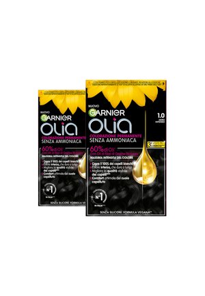 GARNIER TINTA CAPELLI OLIA COLORAZIONE PERMANENTE SENZA AMMONIACA PER UNA FRAGRANZA DELICATA COPRE IL 100% DEI CAPELLI BIANCHI CON OLI DI FIORI DI ORIGINE NATURALE - 2 PACK - Tinte capelli - nero intenso