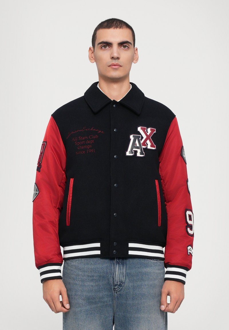 Navy Blouson Jacket Armani Blue Leather Jacket Armani Exchange