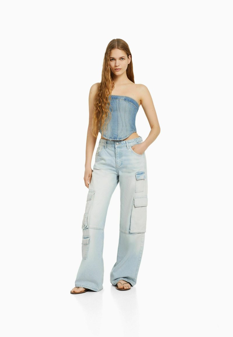 Bershka Top lichtblauw denim Bershka Top lichtblauw denim