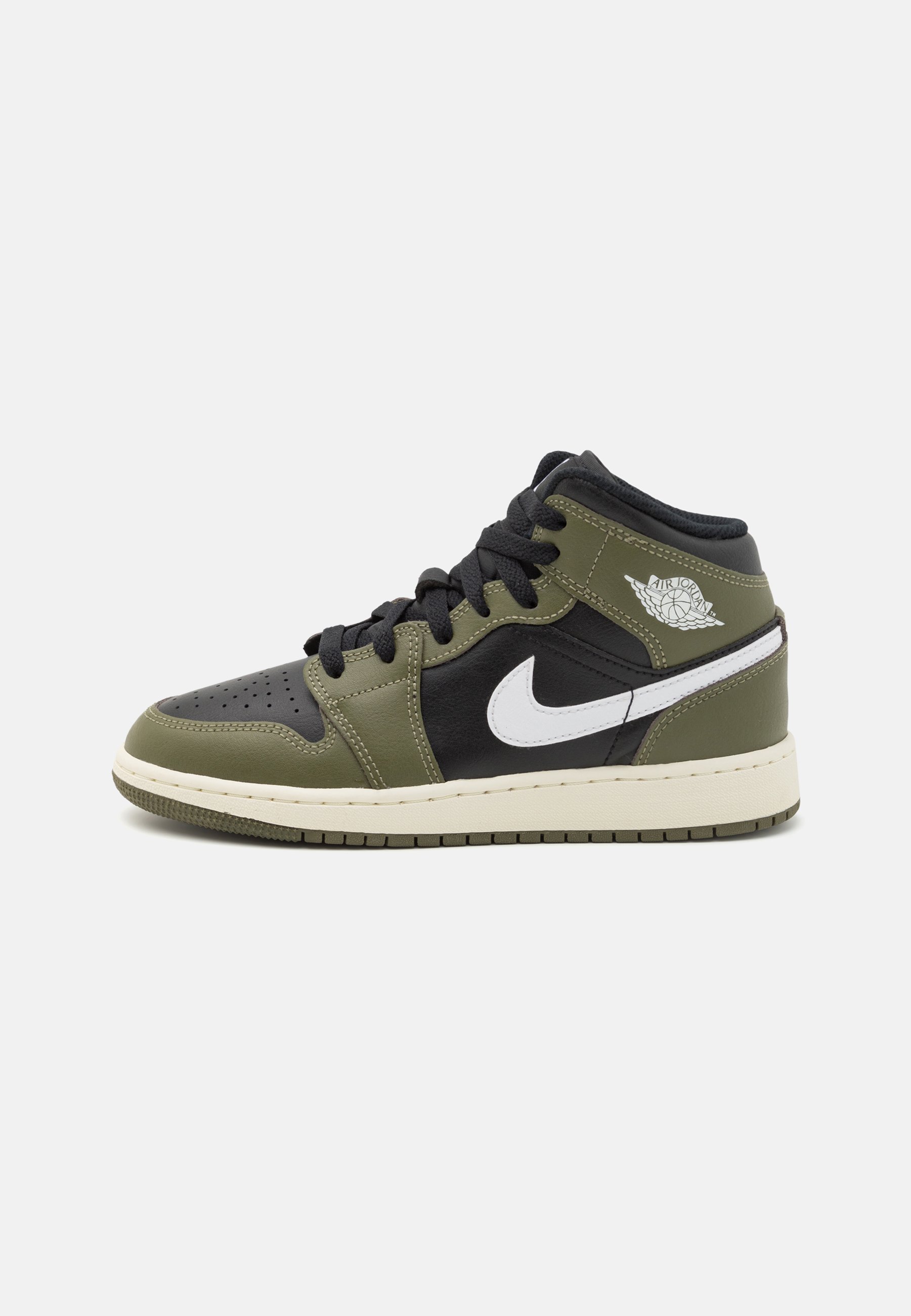 Nike Air Jordan 1 Mid - White & Black with Olive Print 553558-092 Nike Air Jordan 1 Low Black Medium Olive White  main image 2