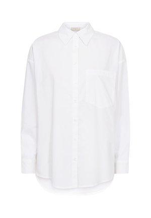 Witte blouse van katoen, met een klassieke kraag, lange mouwen, een borstzak en een ronde zoom voor een relaxte pasvorm.