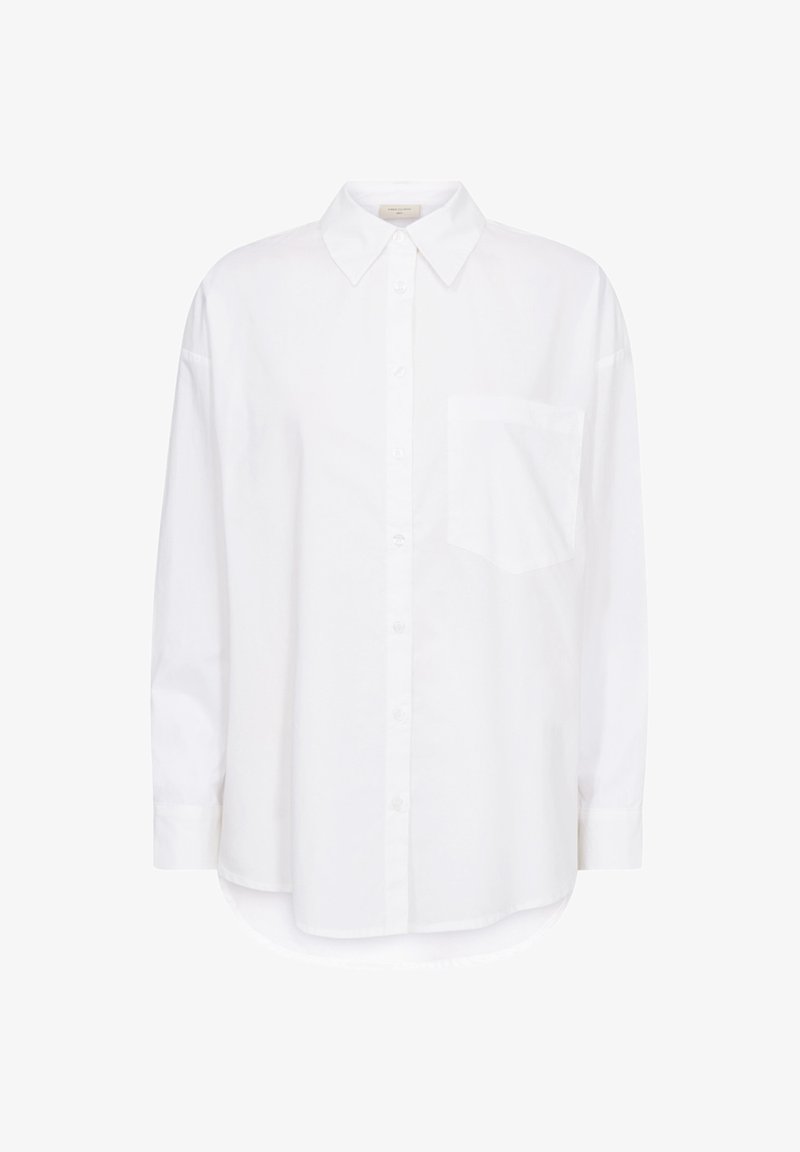 Witte blouse van katoen, met een klassieke kraag, lange mouwen, een borstzak en een ronde zoom voor een relaxte pasvorm.