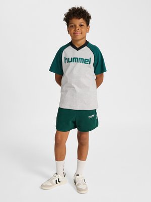 Hummel, HML REG V-NECK SS - Print T-shirt - light grey melange