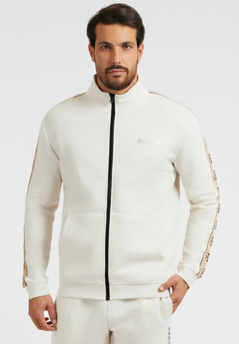 Felpa Uomo Guess Invernale Garzata Full Zip Con Logo - Cotone E Poliestere - M4YQ80K9Z21