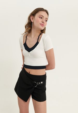 Even&Odd Βασικό μπλουζάκι - white/dark grey