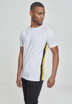 RAGLAN SIDE STRIPE TEE - Potiskana majica - white/black/yellow