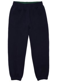 Mörkblå sweatpants i mjukt material, med elastisk midja, sidofickor och smalnade muddar vid anklarna.