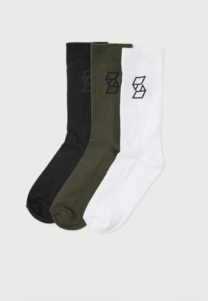 SOCKS 3 PACK - Sportsocken - white/khaki/dark grey