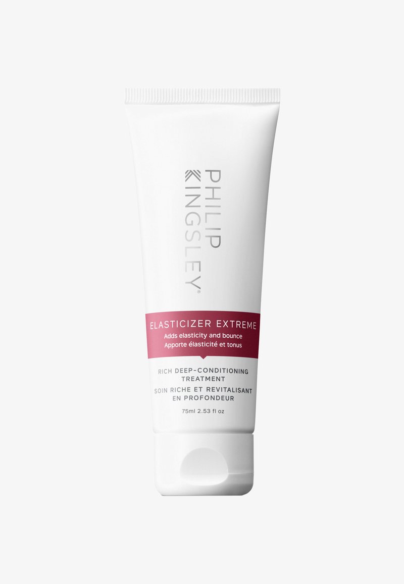 Tubo bianco con accenti rosa, con etichetta "Elasticizer Extreme". Contiene 75 ml di trattamento profondamente condizionante per capelli.