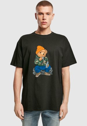 SITTING BEAR HEAVY TEE - Print T-shirt - black