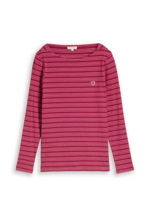 TOM TAILOR, LANGARMSHIRT MIT HERZ-STICKEREI - Maglietta a manica lunga - dark pink beige stripe