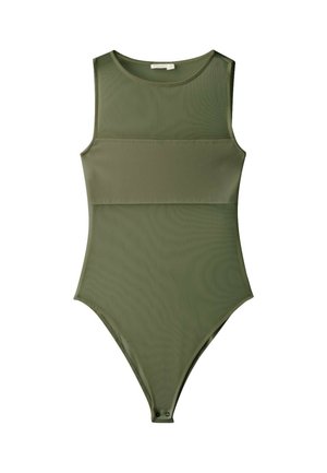 Stradivarius, SLEEVELESS MESH BODYSUIT - Top - khaki