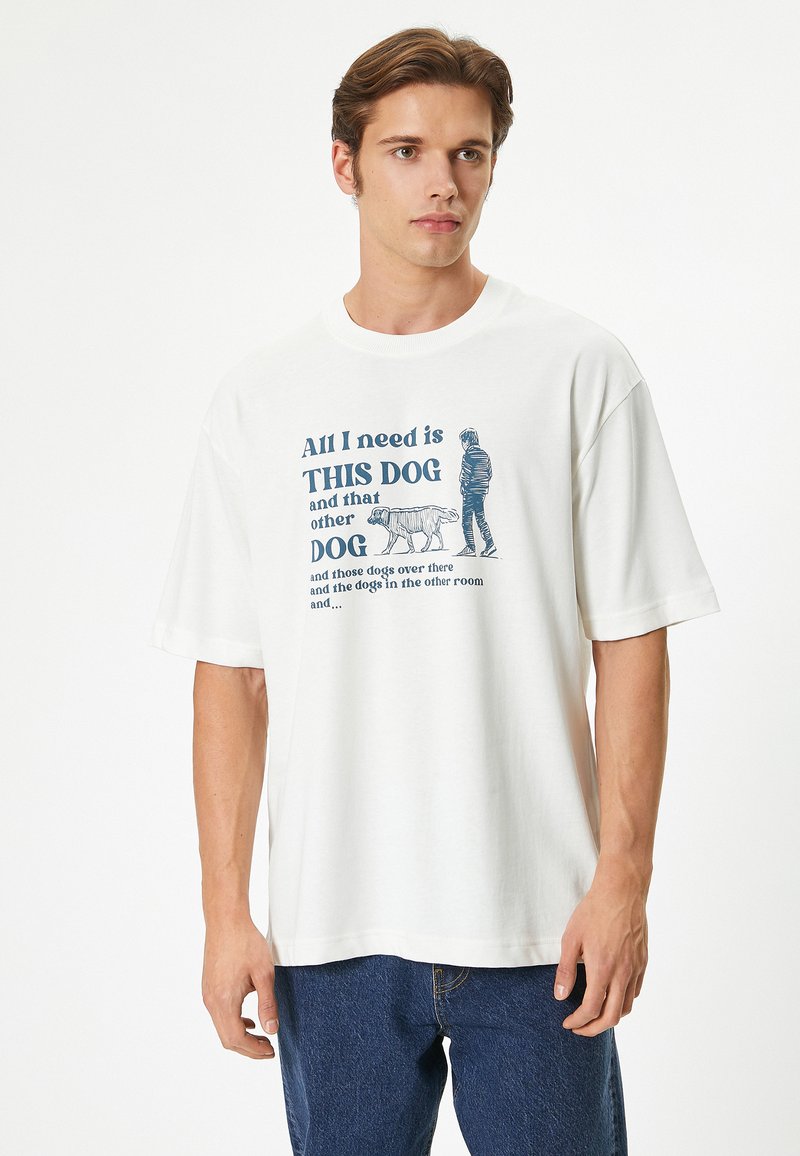 Koton OVERSIZED PRINTED - Camiseta estampada - white