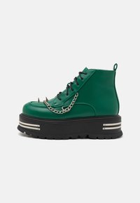 Koi Footwear THE SILENCE PLATFORM GRUNGE BOOTS UNISEX - Šņorējami puszābaki - green