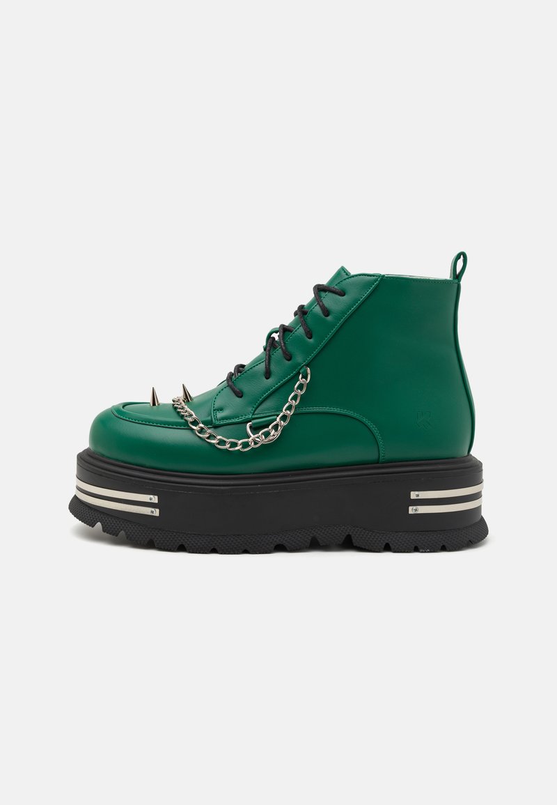 Koi Footwear THE SILENCE PLATFORM GRUNGE BOOTS UNISEX - Šņorējami puszābaki - green