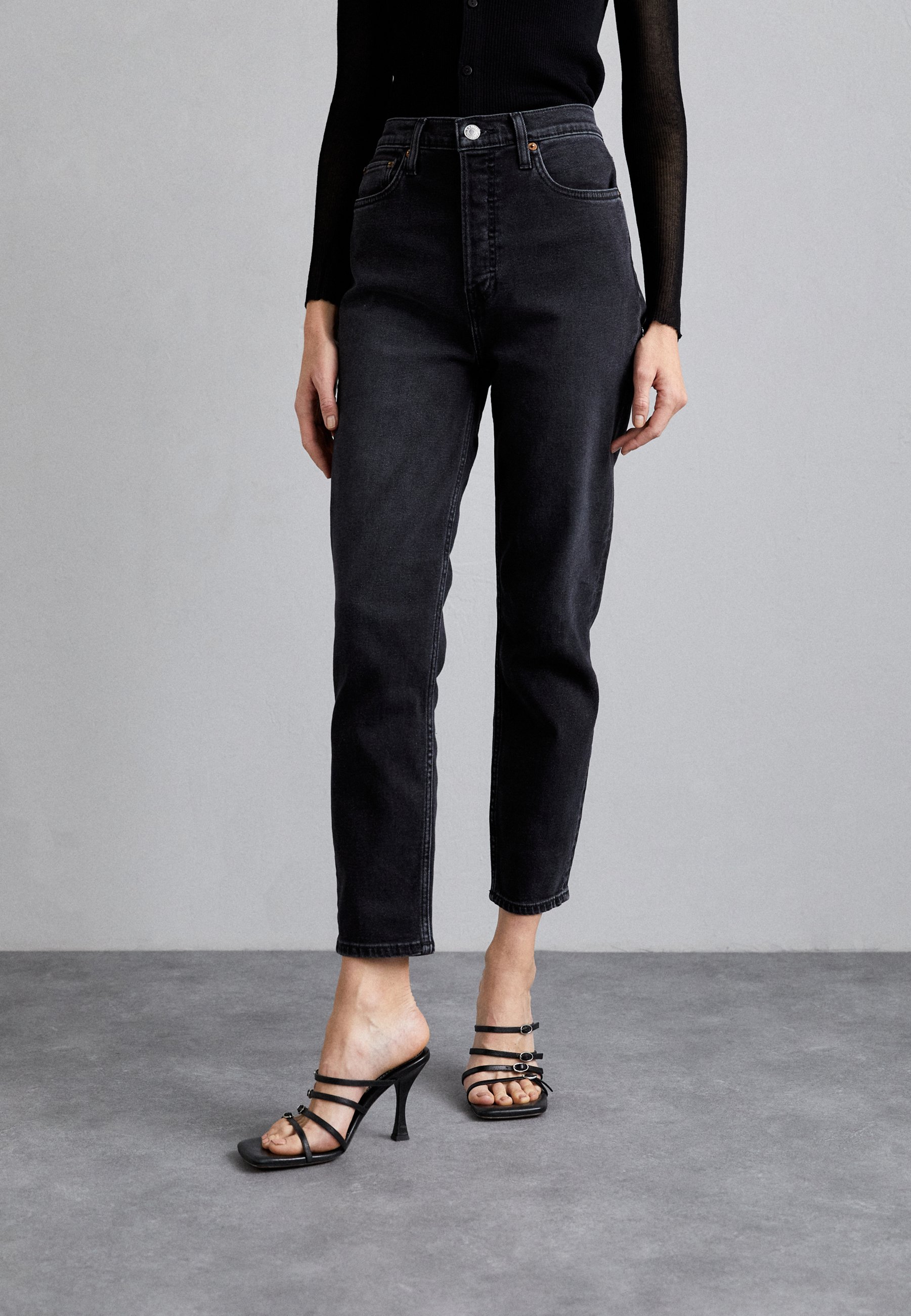 RE/DONE HIGH RISE ANKLE CROP - Jeans Straight Leg - washed noir 