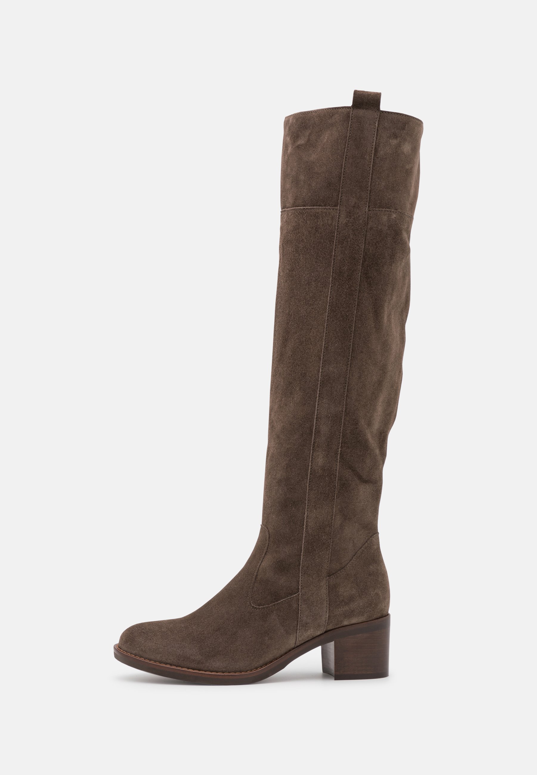 grey suede knee high boots
