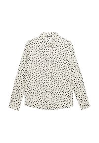 Camicia bianca con bottoni neri, a maniche lunghe e colletto. Realizzata in tessuto morbido con una vestibilità regolare.