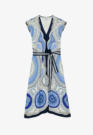 Reiss, REGULAR FIT - HEIDI SCARF-PRINT BELTED MIDI DRESS . - Denné šaty - ivory blue