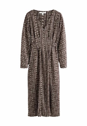 Next TALL FIT - V-NECK MIDI  - Robe pull - wine and cream heart print