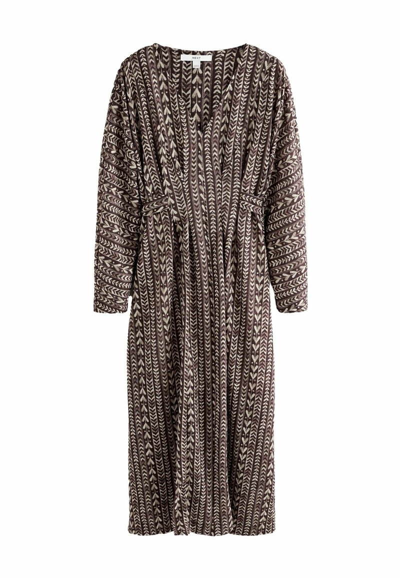 Next TALL FIT - V-NECK MIDI  - Robe pull - wine and cream heart print