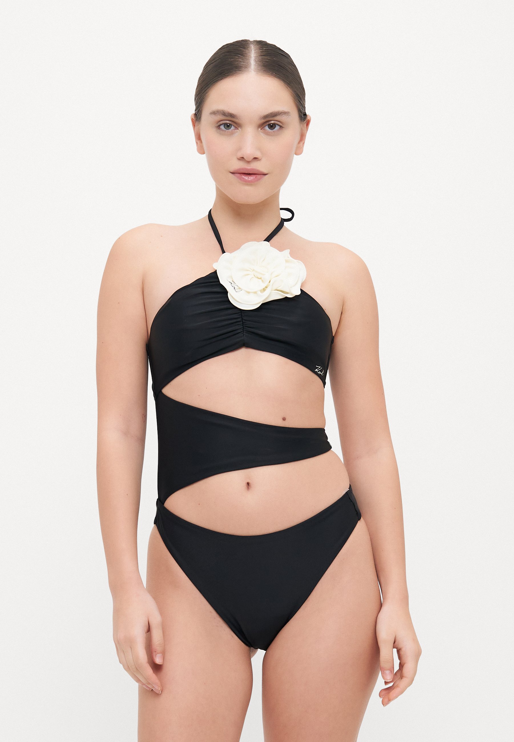 KARL LAGERFELD【フラワー付き☆KARL DNA FLOWER SWIMSUIT 】 Karl Lagerfeld DNA Flower Swimsuit | Black | FARFETCH OM