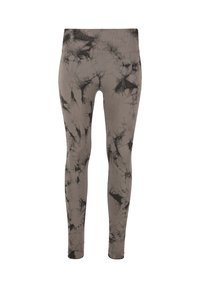 Leggings de cintura alta en un beige suave con mármoles abstractos en negro. Textura suave, forma ajustada y cinturilla sin costuras.
