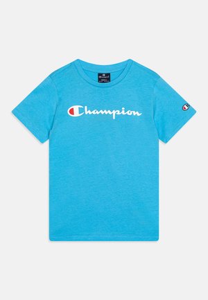 Champion ICONS CREWNECK LARGE LOGO - Camiseta estampada - light blue