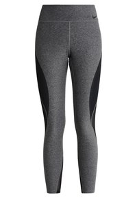 Leggings Nike in grigio e nero, con un alto girovita, silhouette affusolata e pannelli in rete per ventilazione e struttura.