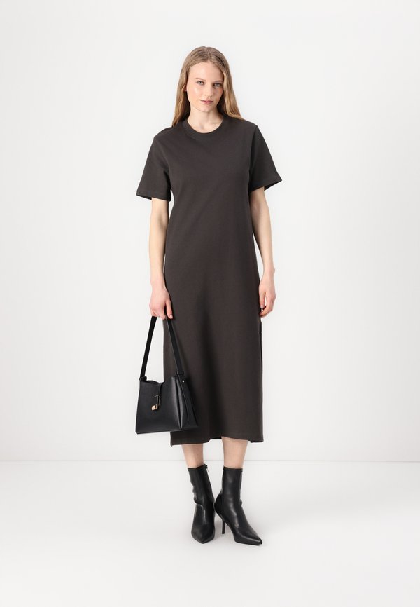 ROUND NECK SLITS - Jersey dress - charcoal3