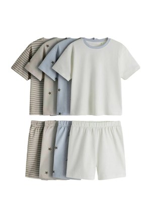 THE SET REGULAR FIT - 4 PACK OVERSIZED SHORT SLEEVE T-SHIRT AND SHORT PYJAMAS SET - Nachtwäsche Set - light blue brown cream