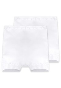 White cotton boxer shorts with a smooth texture, featuring a simple design and no patterns, suitable for everyday wear. Two pairs shown.