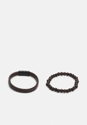 JACBRAID AND BEADS BRACELET 2 PACK - Armbånd - brown stone