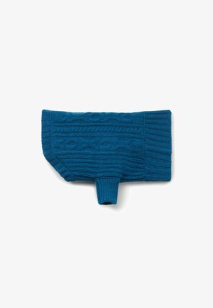 Strickpullover in Türkis mit strukturierten Mustern, gerippten Bündchen und einem runden Ausschnitt. Entwickelt für eine taillierte Silhouette.