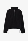 1/4 ZIP CROPPED POLAR FLEECE WITH ADJUSTABLE WAISTBAND - Поларен пуловер - black