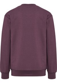 Genser i en rik lilla farge. Har rund hals, lange ermer og ribbede mansjetter og nederkant. Laget av myk bomullsblanding.