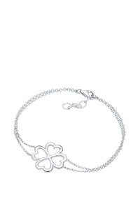 Silverarmband med charm i form av en fyrklöver, sammanlänkad med ett fint kedja och med kroklås samt justerbar längd.