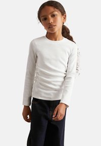 Reiss REISS TRINA COTTON JERSEY RUCHED LONG SLEEVE T-SHIRT - Maglietta a manica lunga - ivory