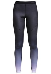 Mallas de Nike con un diseño en degradado, que va de gris oscuro a gris claro, con un material elástico y una cinturilla negra.