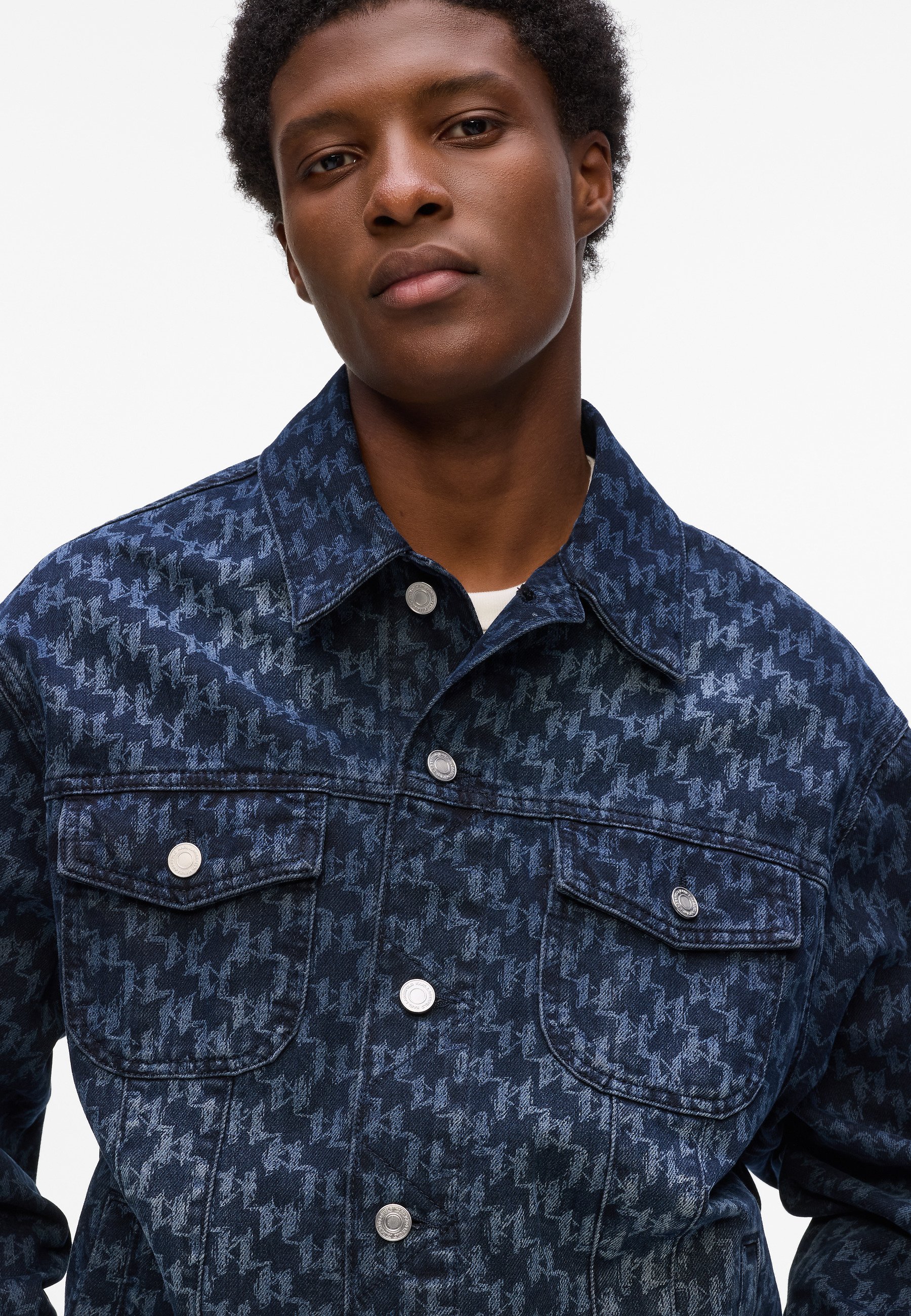 KARL LAGERFELD ALL-OVER MONOGRAM DENIM - Denim jacket