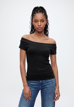 Gina Tricot, WIDE NECK TOP - Top - black