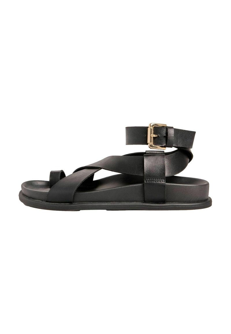 Friends Like These TOE LOOP CROSS STRAP COMFORT FLATS - Sandály s odděleným palcem - black