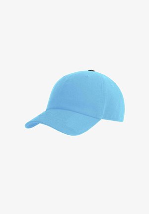 Light blue baseball cap with curved brim and stitched panels shown on white background.