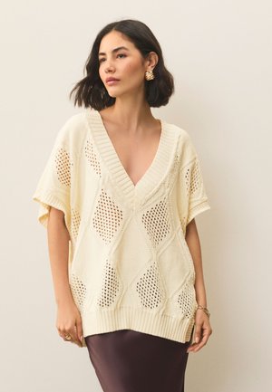 Next REGULAR FIT - ARGYLE OPEN TANK COVER-UP - T-shirt con stampa - white