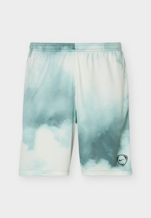 Αθλητικό σορτς φωτεινού γαλάζιου και λευκού tie-dye με ελαστική μέση και μικρό λογότυπο Nike στο κάτω δεξί πόδι.