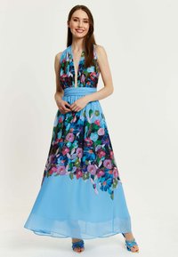 Liquorish FLORAL PRINT DEEP V NECK MULTIWAY - Maxi dress - blue