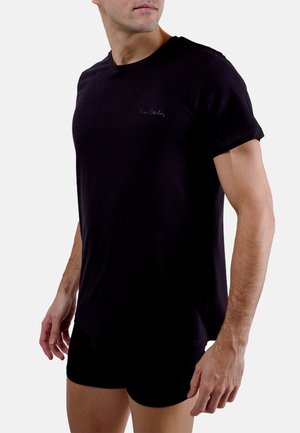 Pierre Cardin, LOT DE 2 T-SHIRTS HOMME COL ROND AVEC BRODERIE SUR LA POITRINE - Caraco - noir