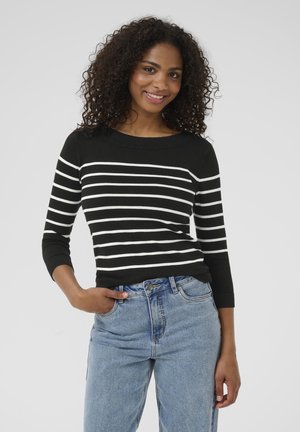 Neule - black w chalk stripe