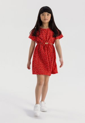 SHORT SLEEVE CUT OUT - Day dress - red